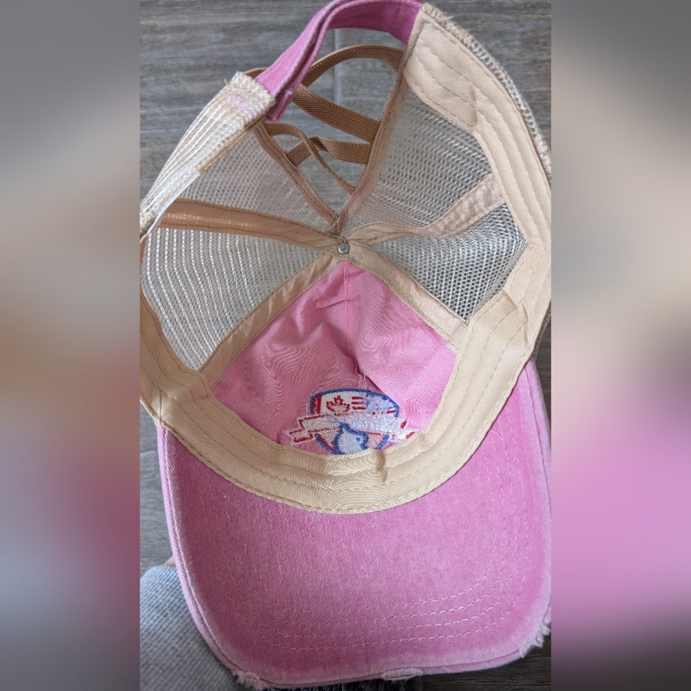 Pink Distressed Hockey Cap - Picture 2 of 3